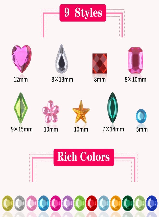 Hoiny 407pcs Gem Stickers Crafts for Kids, Self Adhesive Jewel Stickers, Acrylic Bling Stick on Gems, Big Rhinestone Stickers for Crafts, Muticolor Gemstone Sticky Gems for Crafting Decorating DIY - Image 2
